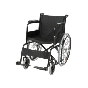 Silla de Ruedas Estándar Apoyabrazos Fijos, Reposapiés Desmontables, Tapicería en Nylon