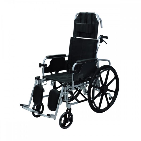 Silla De Ruedas en aluminio con espaldar reclinable y extensión cefálica