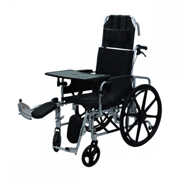 Silla De Ruedas en aluminio con espaldar reclinable y extensión cefálica