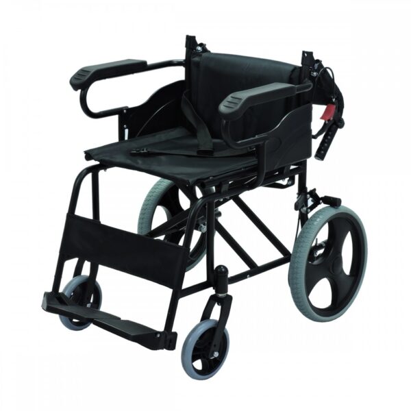 Silla de Ruedas de transporte con apoyabrazos y reposapiés fijos_02 Silla de Ruedas de transporte con apoyabrazos y reposapiés fijos