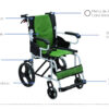 Silla de Ruedas de transporte tapicería verde con negro