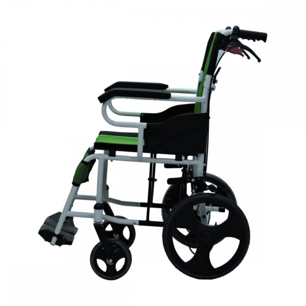 Silla de Ruedas de transporte tapicería verde con negro