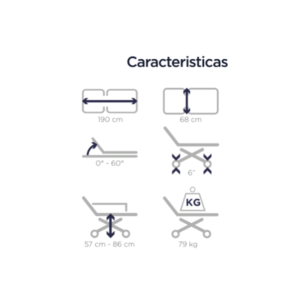 Cama hospitalaria de recuperación. Barandas en ABS MO-1020