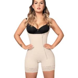 Faja moldeadora control abdomen - media pierna con tiras y cremallera lateral